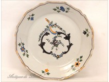 Earthenware plate from La Rochelle Flowers 18th