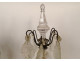 Pair of 4-light gilt bronze chandeliers with cut crystal and tassels, late 19th century