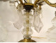 Pair of 4-light gilt bronze chandeliers with cut crystal and tassels, late 19th century
