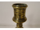 Pair of Louis XV bronze candlesticks, torches, flowers, garlands, 18th century