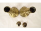 Pair of Louis XV bronze candlesticks, torches, flowers, garlands, 18th century