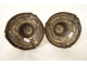 Pair of Louis XV bronze candlesticks, torches, flowers, garlands, 18th century