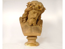 Bust sculpture of Christ crowned with thorns JB. Clésinger terracotta 61cm 19th century