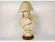 Alabaster sculpture bust of Emperor Napoleon I, bicorne, frock coat, 19th century
