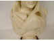 Alabaster sculpture bust of Emperor Napoleon I, bicorne, frock coat, 19th century