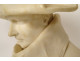 Alabaster sculpture bust of Emperor Napoleon I, bicorne, frock coat, 19th century