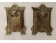 Pair of small miniature brass photo frames with Napoleon sphinxes, 19th century