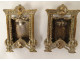 Pair of small miniature brass photo frames with Napoleon sphinxes, 19th century