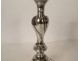 Pair of Louis XV candlesticks with coats of arms, silver-plated metal, Christofle, 19th century