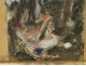 Watercolor Children Farmyard Hens Rooster Foret Yvonne Brudo 20th