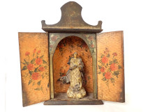 Painted wooden altarpiece sculpture of the Virgin Assumption of Conceicao oratory, 18th century
