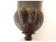 Pair of Empire cassolettes, Medici vases, bronze cherub, Cupid, torch, 19th century