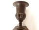 Pair of Empire cassolettes, Medici vases, bronze cherub, Cupid, torch, 19th century