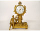 Small clock with gilded bronze gardener watering can column Berthoud Paris 19th