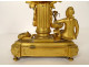 Small clock with gilded bronze gardener watering can column Berthoud Paris 19th