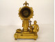 Small clock with gilded bronze gardener watering can column Berthoud Paris 19th