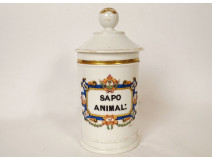Pharmacy pot apothecary porcelain Paris palm tree snake Sapo Animal 19th century