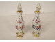 Pair of small porcelain perfume bottles with Paris flowers, Louis-Philippe, 19th century