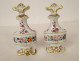 Pair of small porcelain perfume bottles with Paris flowers, Louis-Philippe, 19th century