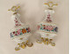 Pair of small porcelain perfume bottles with Paris flowers, Louis-Philippe, 19th century