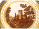 Decorative dish Limoges porcelain PL landscape sepia silver Minerva early 20th century