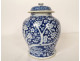 Small covered ginger jar with blue and white Chinese porcelain, prunus flowers, 19th century