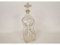 Dutch carafe hourglass blown glass mills boats ribbons 18th century