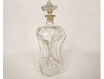 Dutch carafe hourglass blown glass mills boats ribbons 18th century
