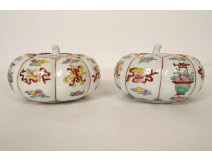 Pair of Chinese porcelain covered pots and pumpkins, Qianlong, 18th century