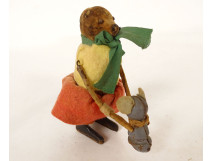 Antique mechanical toy black poodle dog with key wind-up, 20th century