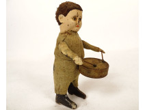Antique mechanical toy black poodle dog with key wind-up, 20th century