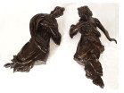 2 grandes sculptures statues paire anges chêne sculpté XVIIème siècle
