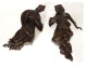 2 large sculptures statues pair of angels carved oak 17th century