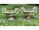 Pair of Medici vases, cast iron garden basin, 19th century