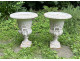 Pair of Medici vases, cast iron garden basin, 19th century