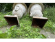 Pair of Medici vases, cast iron garden basin, 19th century