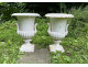 Pair of Medici vases, cast iron garden basin, 19th century