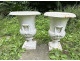 Pair of Medici vases, cast iron garden basin, 19th century