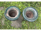 Pair of Medici vases, cast iron garden basin, 19th century