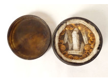 Small round reliquary box horn paperolle Saints Ste Victoire Agnus XIXth