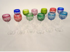 12 verres à pied à liqueur cristal Saint-Louis couleur modèle Riesling XXè