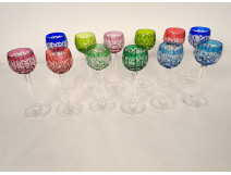 12 Saint-Louis crystal liqueur glasses, Riesling model, 20th century
