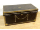 Officer&#39;s captain&#39;s trunk, camphor wood leather chest, gilded brass monogram, 19th century