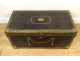 Officer&#39;s captain&#39;s trunk, camphor wood leather chest, gilded brass monogram, 19th century