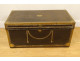Officer&#39;s captain&#39;s trunk, camphor wood leather chest, gilded brass monogram, 19th century