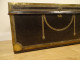 Officer&#39;s captain&#39;s trunk, camphor wood leather chest, gilded brass monogram, 19th century