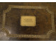 Officer&#39;s captain&#39;s trunk, camphor wood leather chest, gilded brass monogram, 19th century