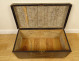 Officer&#39;s captain&#39;s trunk, camphor wood leather chest, gilded brass monogram, 19th century