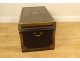 Officer&#39;s captain&#39;s trunk, camphor wood leather chest, gilded brass monogram, 19th century