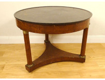 Pedestal table tripod mahogany black marble bronze columns 1st Empire 19th century